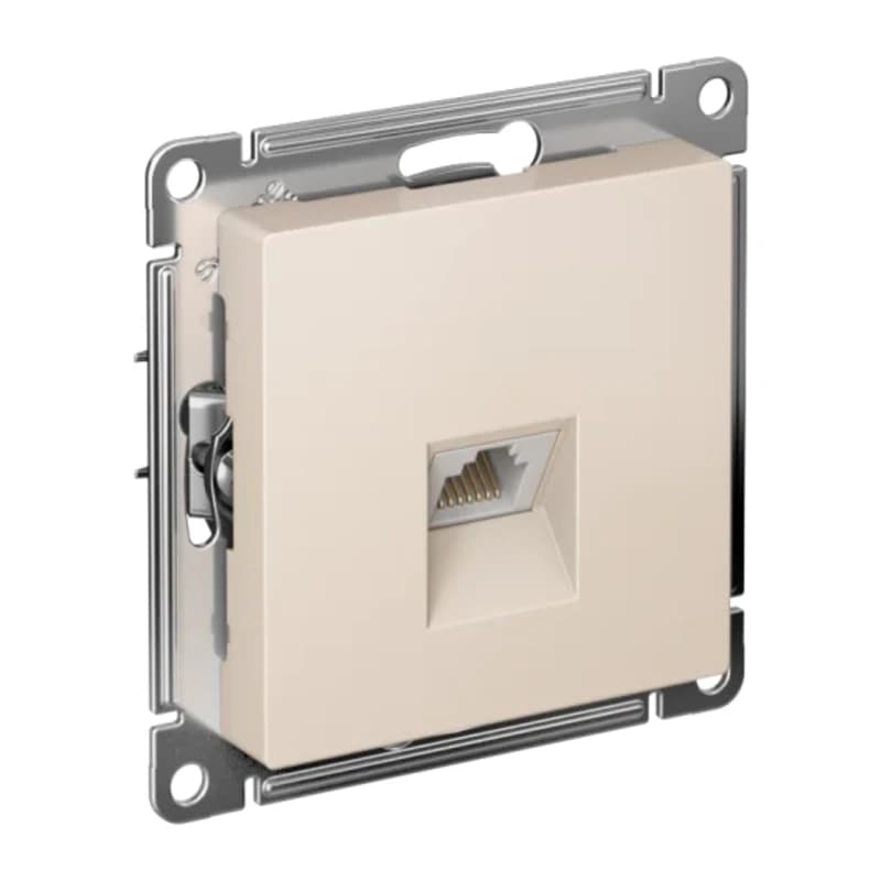Розетка компьютерная одинарная Atlasdesign RJ45 6A кат., бежевый