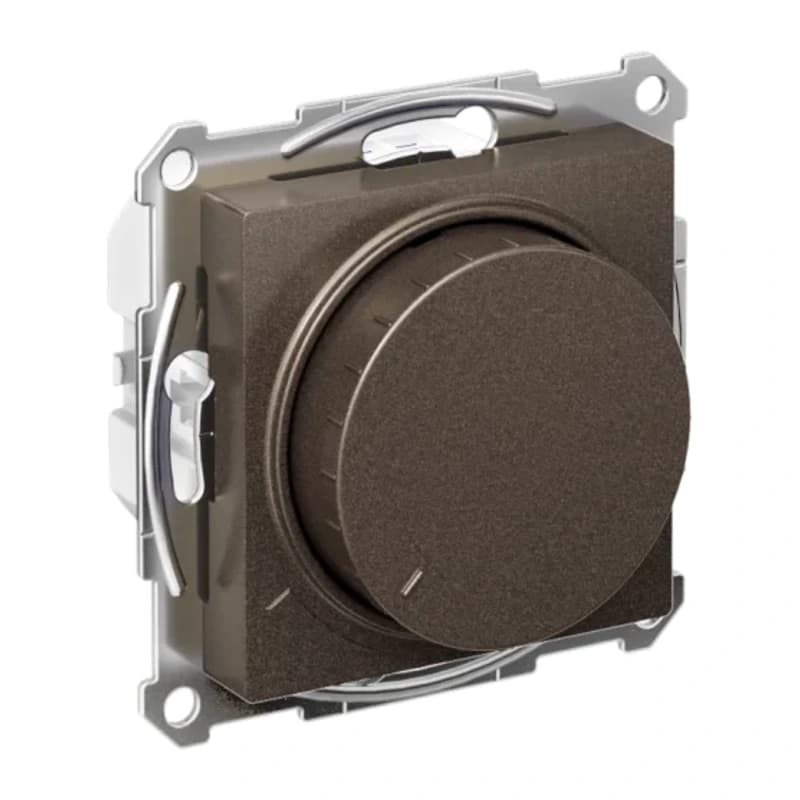 Светорегулятор поворотно-нажимной LED, RC, 400Вт Schneider Atlasdesign, мокко