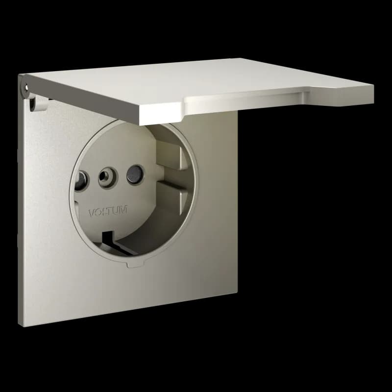 Накладка для розетки с заземлением, защитными шторками и крышкой, S70 (шелк)