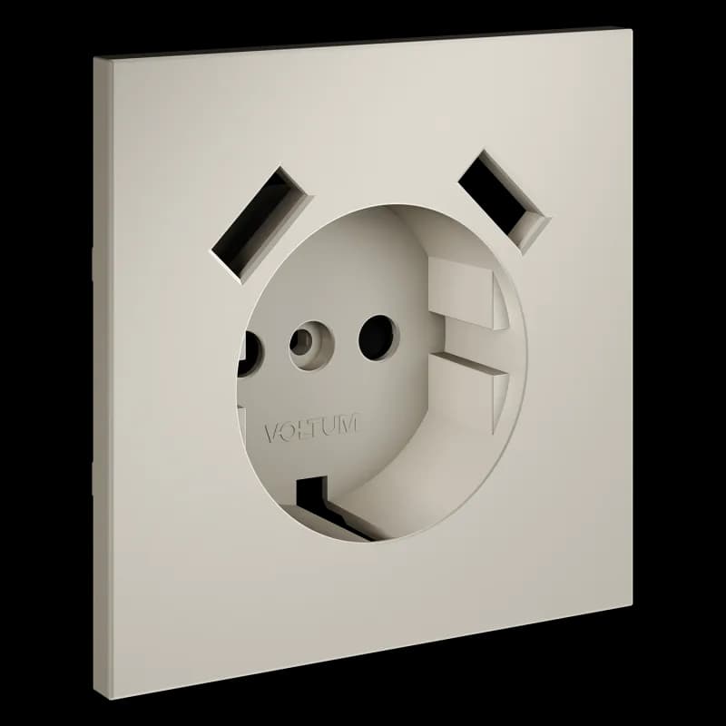 Накладка для розетки с заземлением и защитными шторками, с USB A+A, S70 (кашемир)