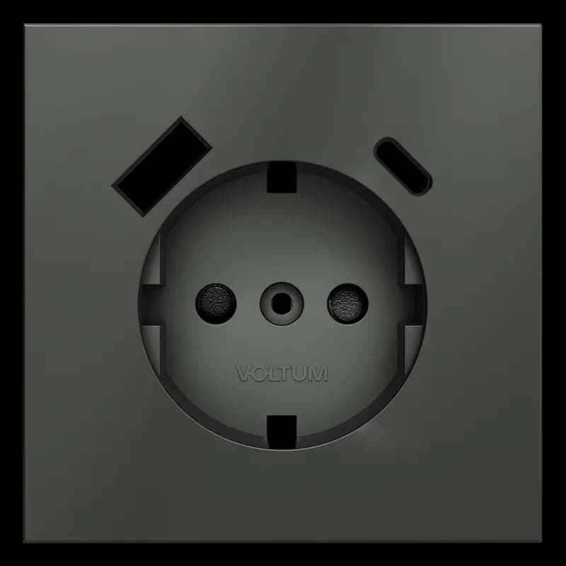 Накладка для розетки с заземлением и защитными шторками, с USB A+C, S70 (титан)