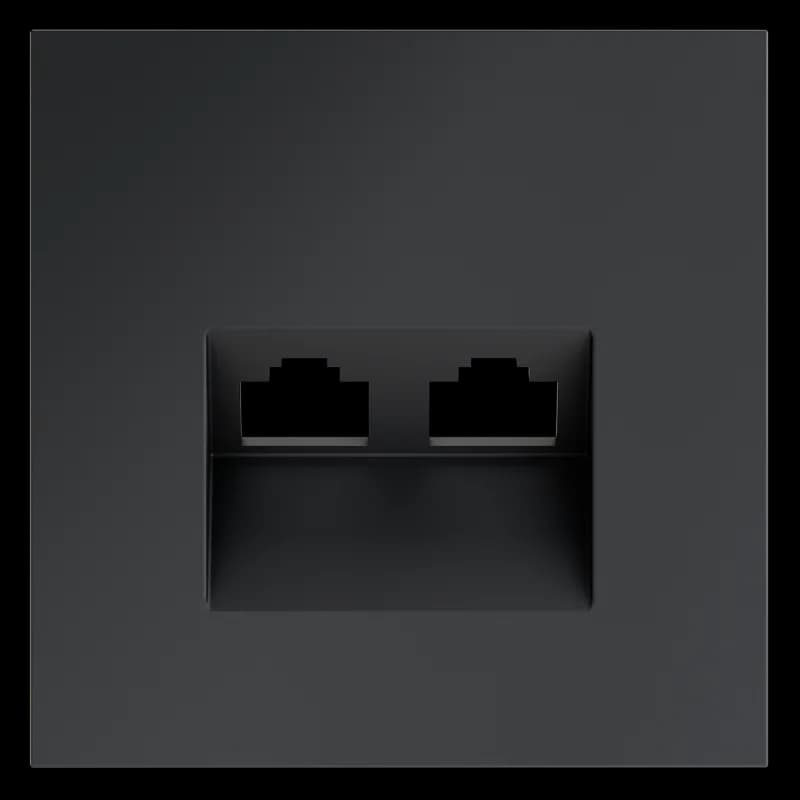 Накладка для розетки компьютерной двойной RJ45+RJ45 кат.6, S70 (графит)