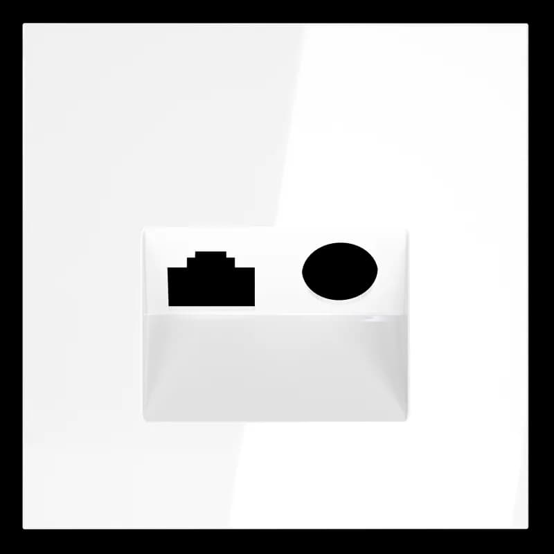 Накладка для розетки TV+RJ45 кат. 6, S70 (белый глянцевый)