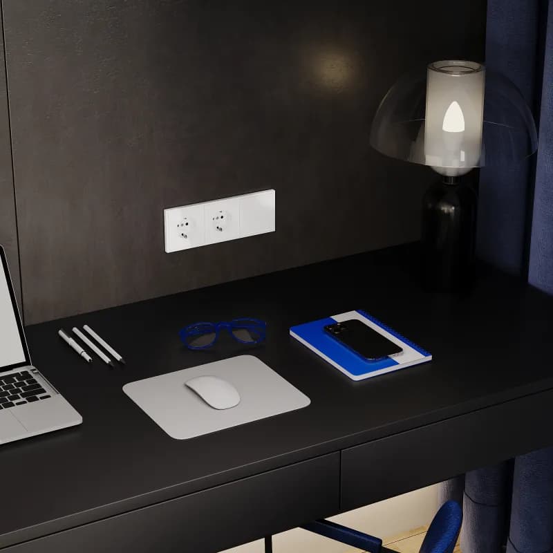 Выключатель встраиваемый VOLTUM S70 одноклавишный с подсветкой 10А, (белый глянцевый)