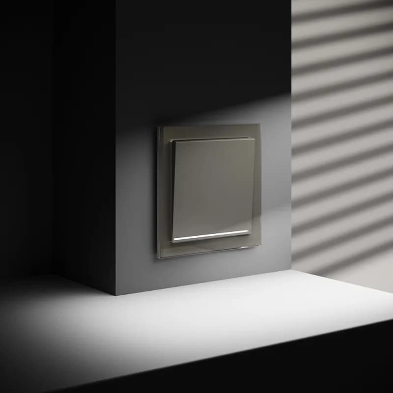 Выключатель встраиваемый VOLTUM S70 одноклавишный с подсветкой 10А, (шелк)