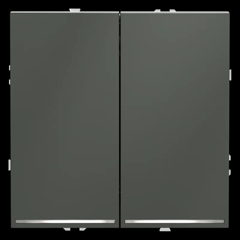 Проходной переключатель встраиваемый VOLTUM S70 двухклавишный с подсветкой 10А, (титан)