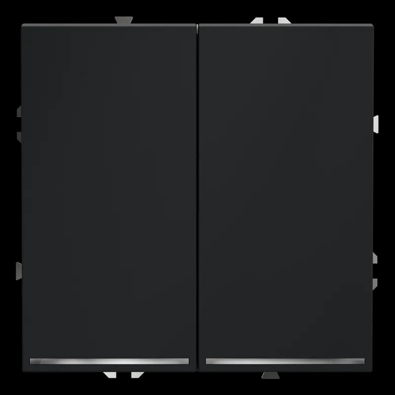 Проходной переключатель встраиваемый VOLTUM S70 двухклавишный с подсветкой 10А, (графит)