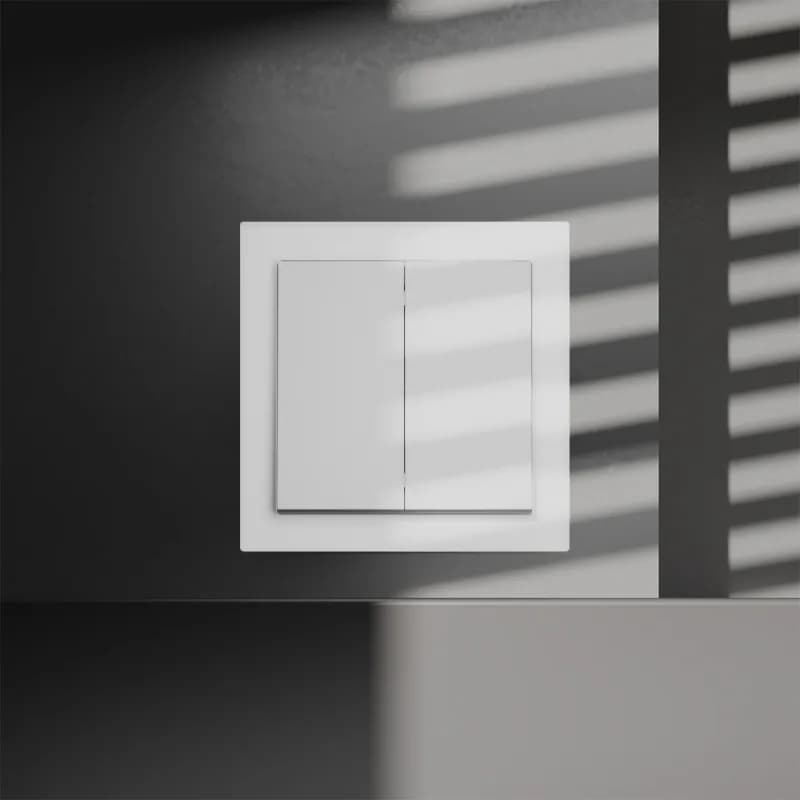 Перекрестный переключатель встраиваемый VOLTUM S70 двухклавишный 10А, (белый матовый)
