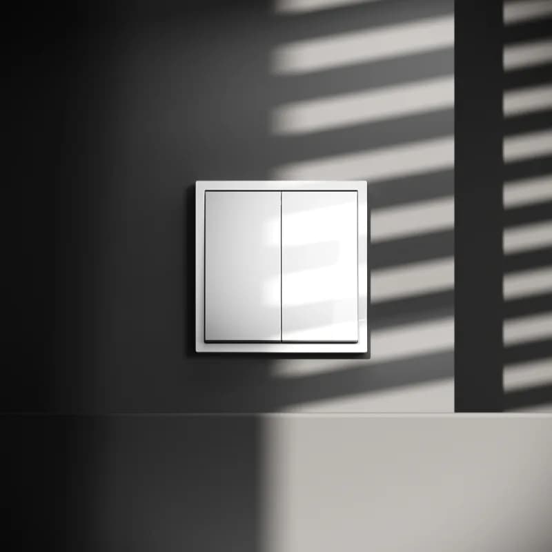 Выключатель с самовозвратом встраиваемый VOLTUM S70 двухклавишный 10А, (белый глянцевый)