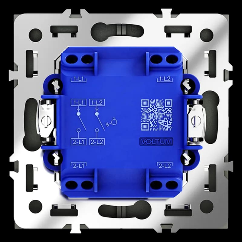 Выключатель с самовозвратом встраиваемый VOLTUM S70 двухклавишный 10А, (черный матовый)