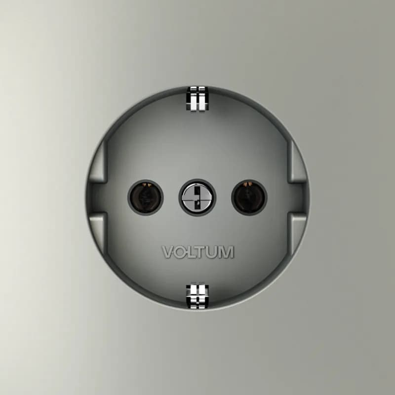 Розетка встраиваемая VOLTUM S70 с заземлением 16А, (сталь)