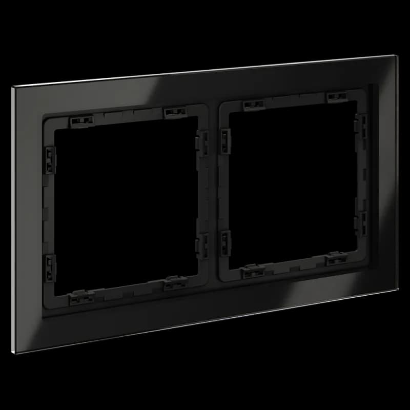 Рамка стеклянная VOLTUM S70 на 2 поста, (черный,стекло)