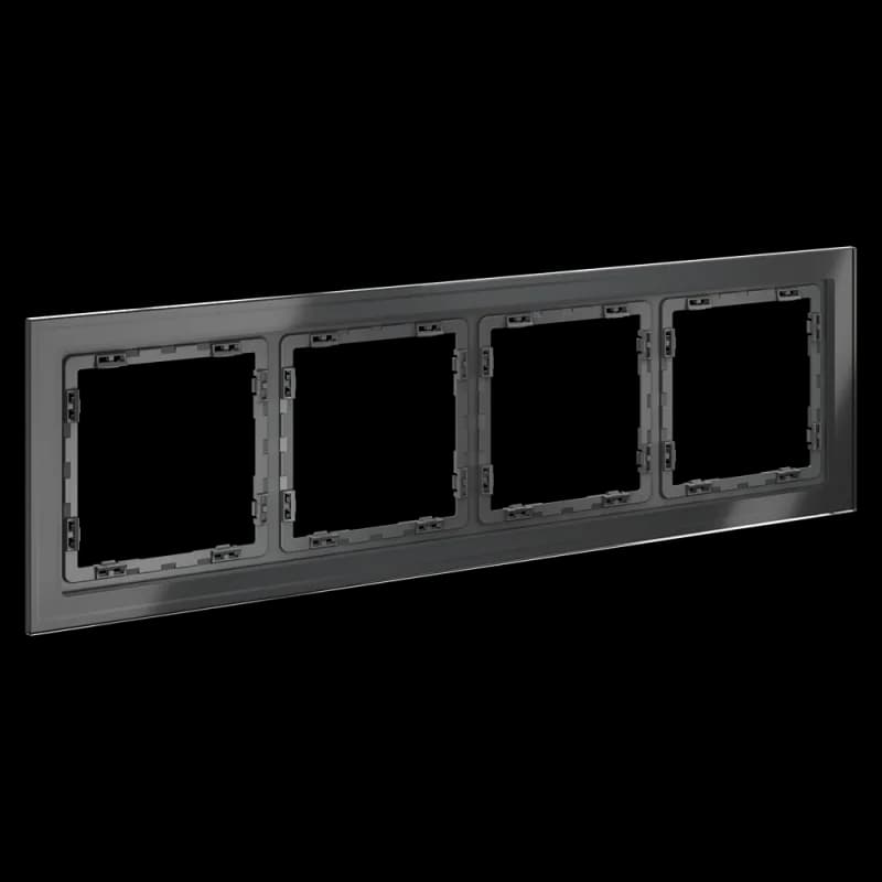 Рамка стеклянная VOLTUM S70 на 4 поста, (графит, стекло)