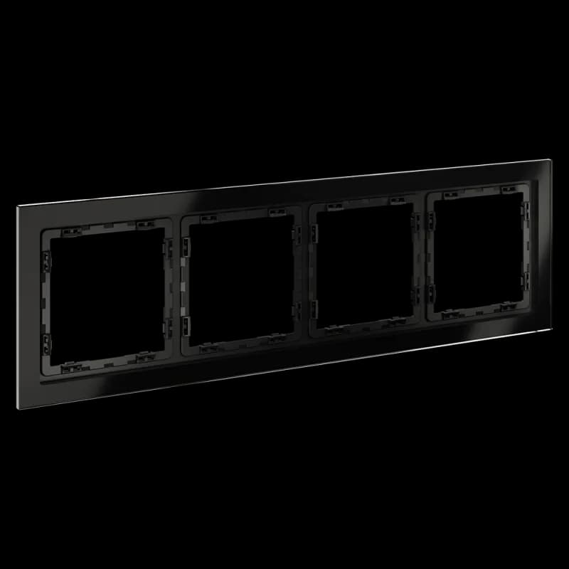 Рамка стеклянная VOLTUM S70 на 4 поста, (черный,стекло)