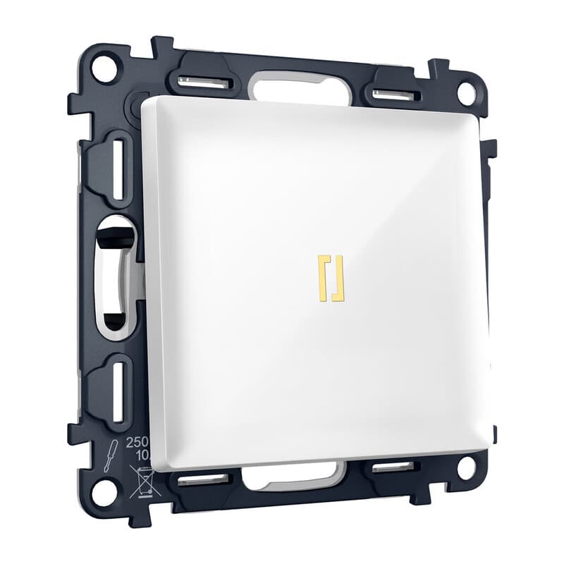 Комплект механизма 1-кл выключателя с подсветкой 3200K ALFA Белый глянец QUANT (AP1020, VM101, G11Y)