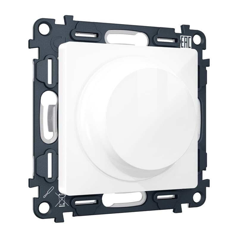 Комплект механизма светорегулятора универсального ALFA Белый глянец 25-600W/LED 5-300W QUANT (AP1055, VM136)