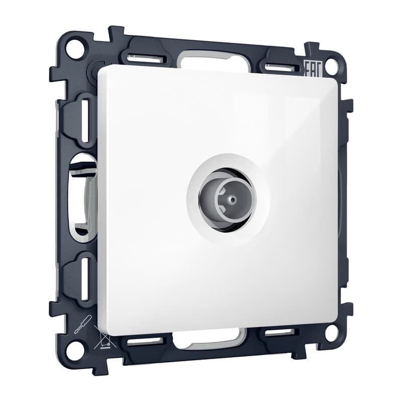 Комплект механизма TV розетки оконечной ALFA Белый глянец 50-870 MHz 1dB QUANT (AP1130, VM202)