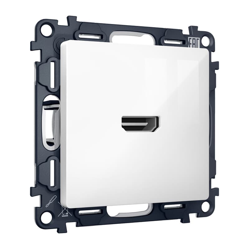 Комплект механизма розетки HDMI 2.0 ALFA Белый глянец 40V/500mA 2.0GHz 5-18Gbit/s QUANT (AP1140, VM222)