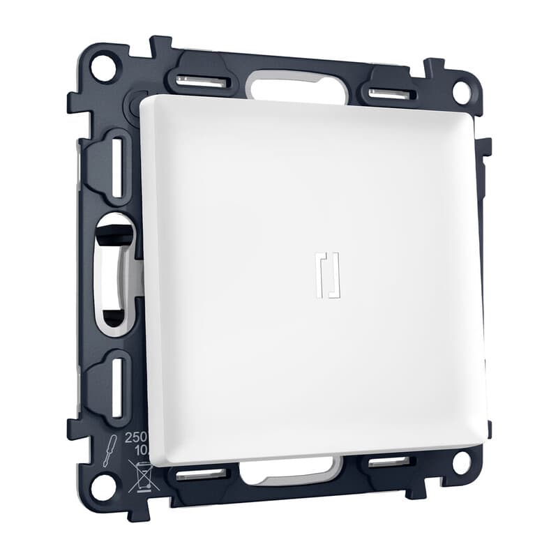 Комплект механизма 1-кл выключателя с самовозвратом с подсветкой 5600K ALFA Белый матовый QUANT (AP1220, VM113, G14W)