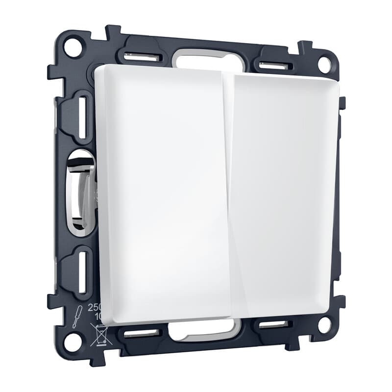 Комплект механизма 2-кл выключателя с самовозвратом ALFA Белый матовый QUANT (AP1230, VM129)