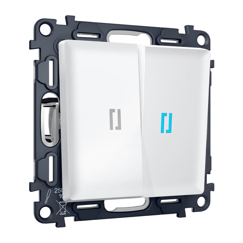 Комплект механизма 2-кл проходного выключателя с подсветкой 10000K ALFA Белый матовый QUANT (AP1240, VM120, G29B)