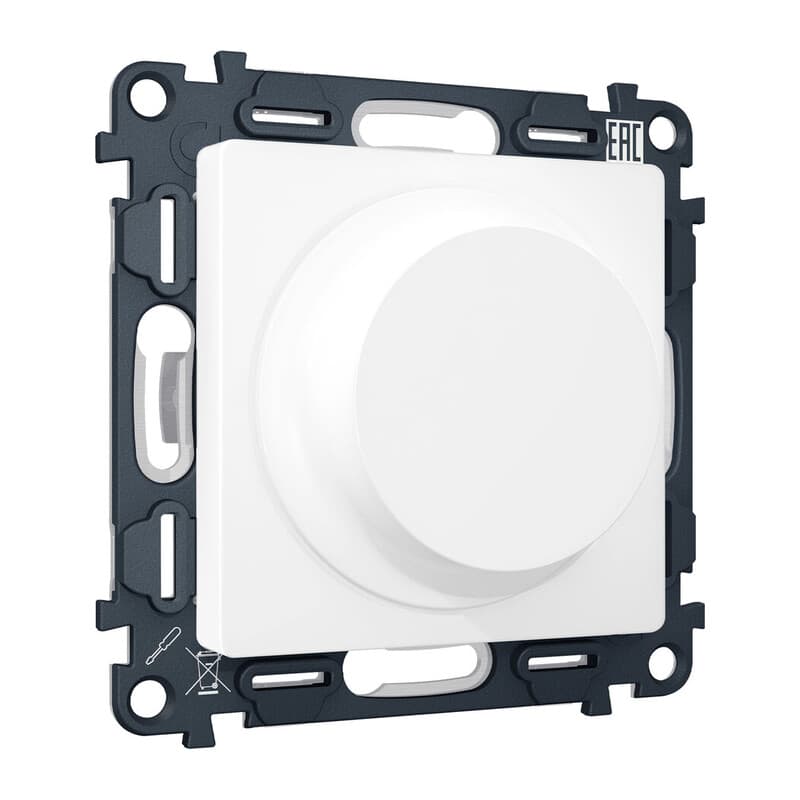 Комплект механизма светорегулятора универсального ALFA Белый матовый 25-600W/LED 5-300W QUANT (AP1255, VM136)