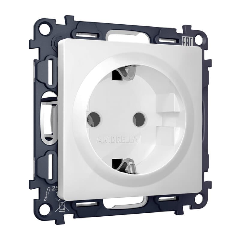 Комплект механизма электрической розетки ALFA Белый матовый с/з на винтовых зажимах QUANT (AP1260, VM141)