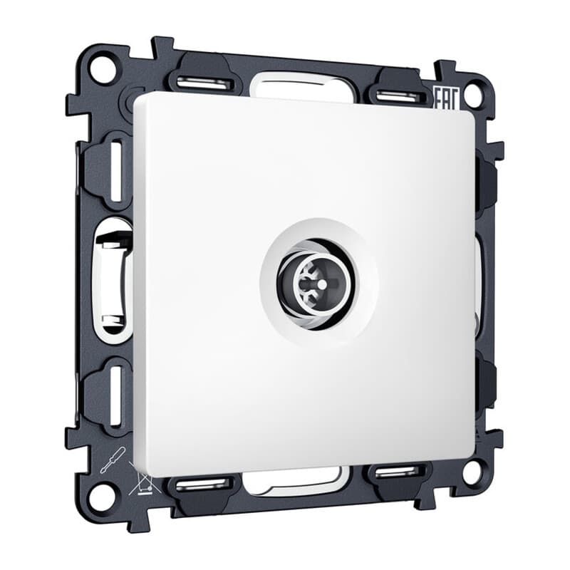 Комплект механизма TV розетки оконечной экранированной 5-1000MHz 3dB ALFA Белый матовый QUANT (AP1330, VM199)