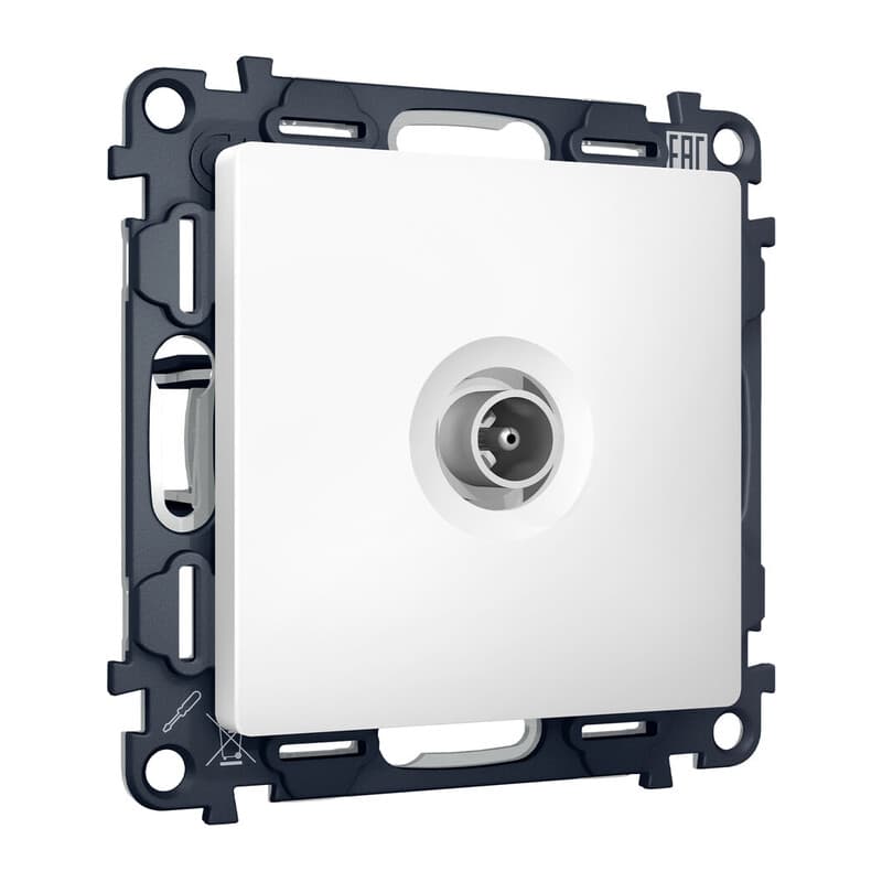 Комплект механизма TV розетки проходной ALFA Белый матовый 5-1000 MHz 4dB QUANT (AP1330, VM211)