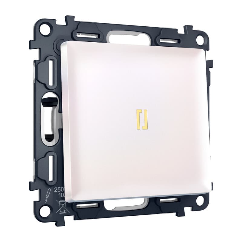 Комплект механизма 1-кл выключателя с подсветкой 3200K ALFA Жемчуг QUANT (AP2020, VM101, G11Y)