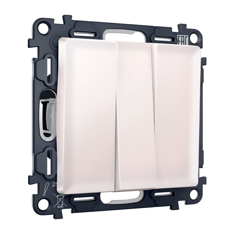 Комплект механизма 3-кл выключателя ALFA Жемчуг QUANT (AP2050, VM133)