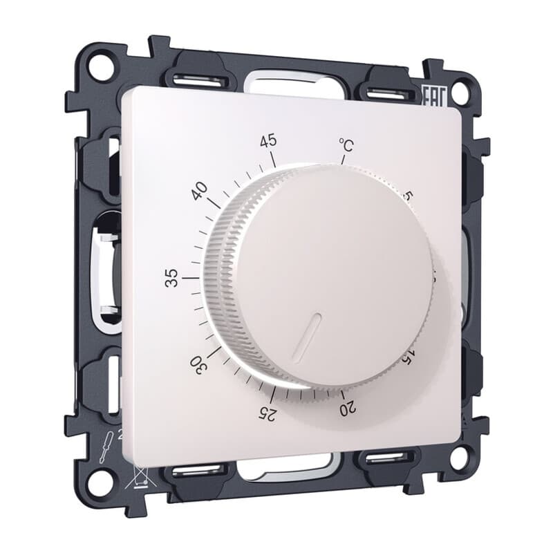 Комплект механизма терморегулятора с датчиком для теплого пола с подсветкой 16A-250V ALFA Жемчуг QUANT (AP2057, VM1381)