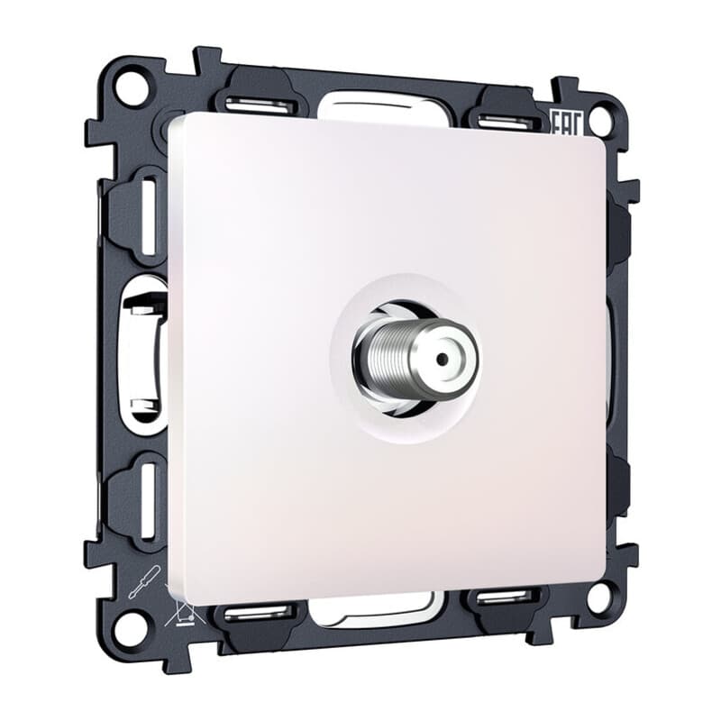 Комплект механизма TV розетки SAT 5-2400MHz 3.5dB ALFA Жемчуг QUANT (AP2130, VM215)