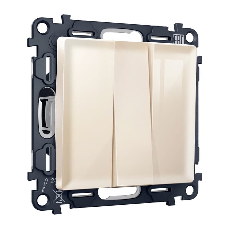 Комплект механизма 3-кл выключателя ALFA Бежевый глянец QUANT (AP3050, VM133)