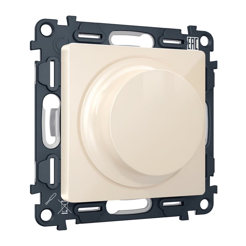 Комплект механизма светорегулятора универсального ALFA Бежевый глянец 25-600W/LED 5-300W QUANT (AP3055, VM136)