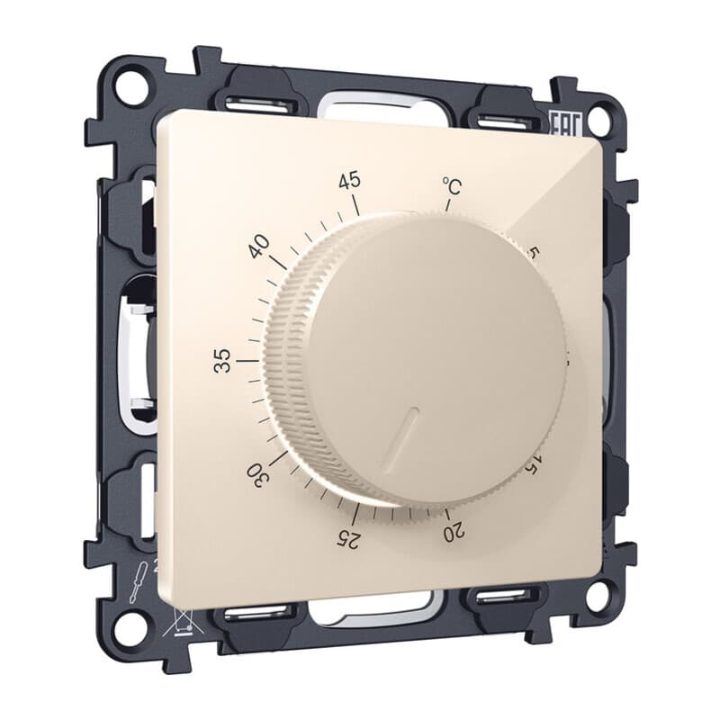 Комплект механизма терморегулятора с датчиком для теплого пола с подсветкой 16A-250V ALFA Бежевый глянец QUANT (AP3057, VM1381)