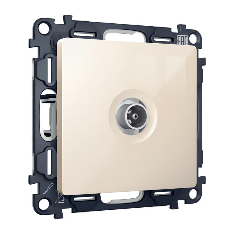 Комплект механизма TV розетки оконечной ALFA Бежевый глянец 50-870 MHz 1dB QUANT (AP3130, VM202)