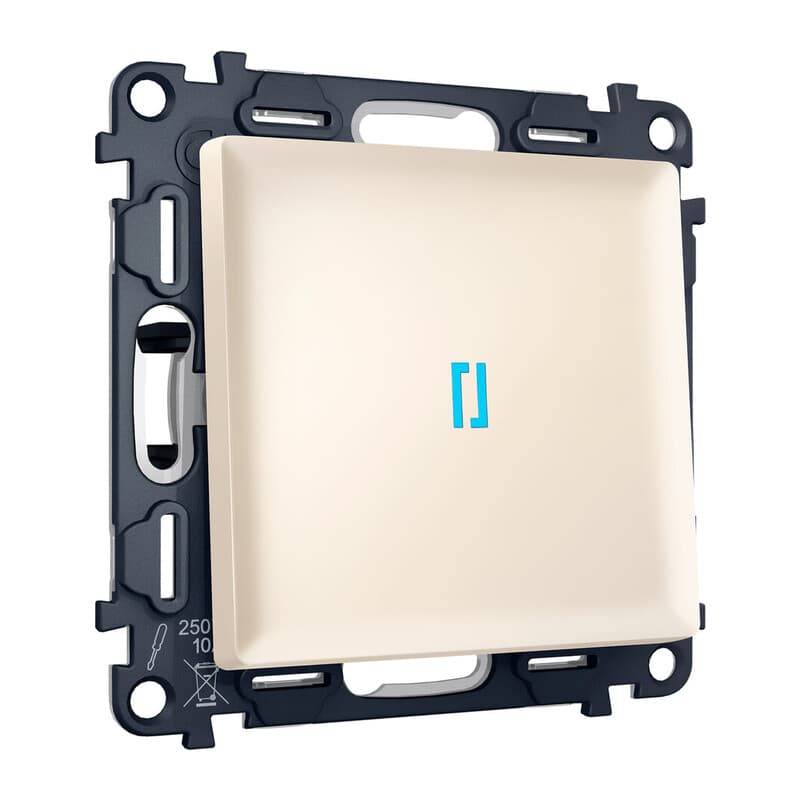 Комплект механизма 1-кл выключателя с самовозвратом с подсветкой 10000K ALFA Бежевый матовый QUANT (AP3220, VM113, G17B)