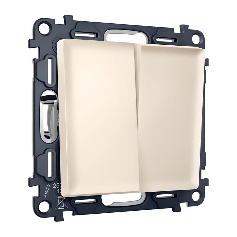 Комплект механизма 2-кл выключателя с самовозвратом ALFA Бежевый матовый QUANT (AP3230, VM129)