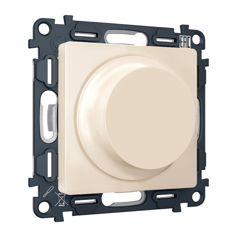 Комплект механизма светорегулятора универсального ALFA Бежевый матовый 25-600W/LED 5-300W QUANT (AP3255, VM136)