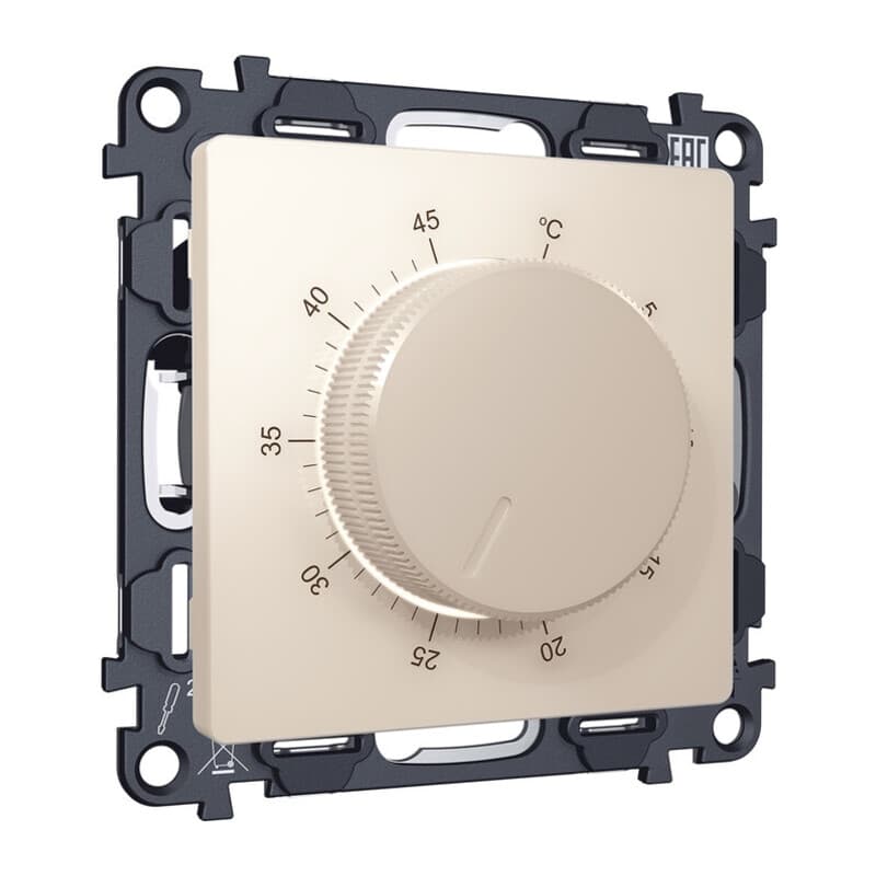 Комплект механизма терморегулятора с датчиком для теплого пола с подсветкой 16A-250V ALFA Бежевый матовый QUANT (AP3257, VM1381)