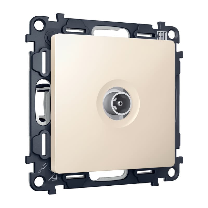 Комплект механизма TV розетки проходной ALFA Бежевый матовый 5-1000 MHz 4dB QUANT (AP3330, VM211)