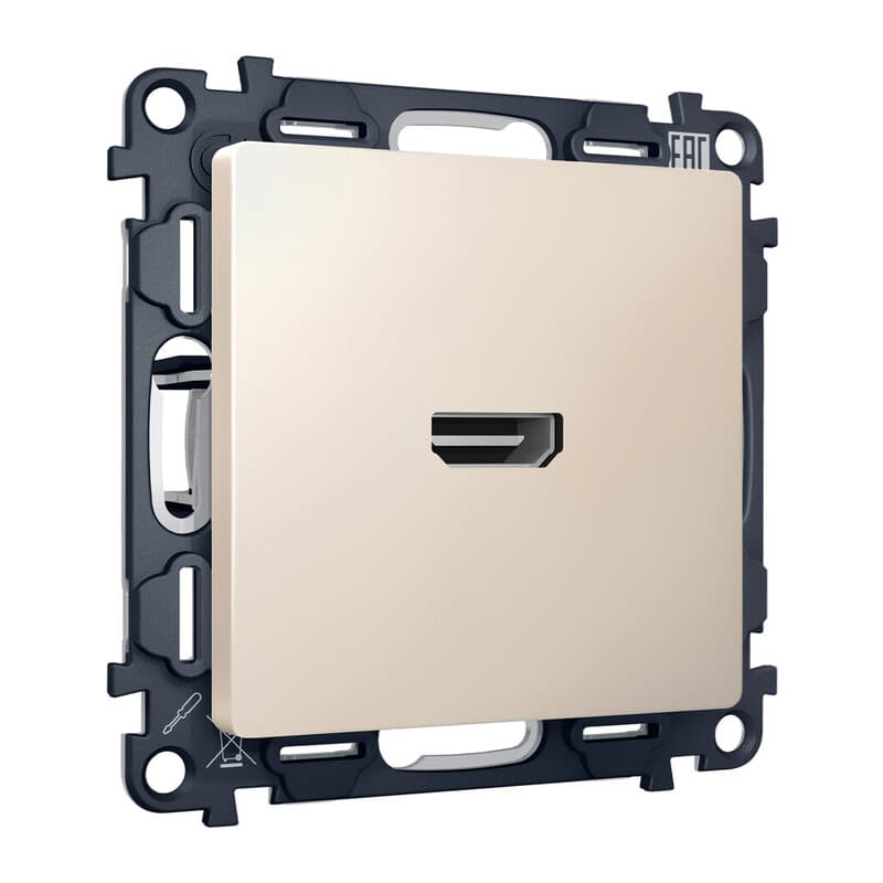 Комплект механизма розетки HDMI 2.0 ALFA Бежевый матовый 40V/500mA 2.0GHz 5-18Gbit/s QUANT (AP3340, VM222)