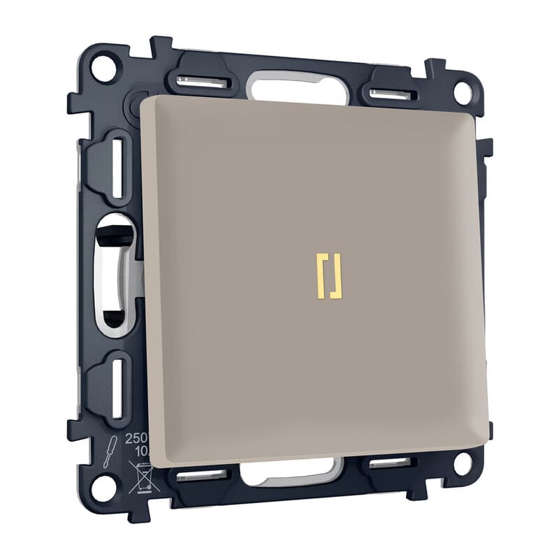 Комплект механизма 1-кл проходного выключателя с подсветкой 3200K ALFA Серо-бежевый матовый QUANT (AP3620, VM105, G22Y)