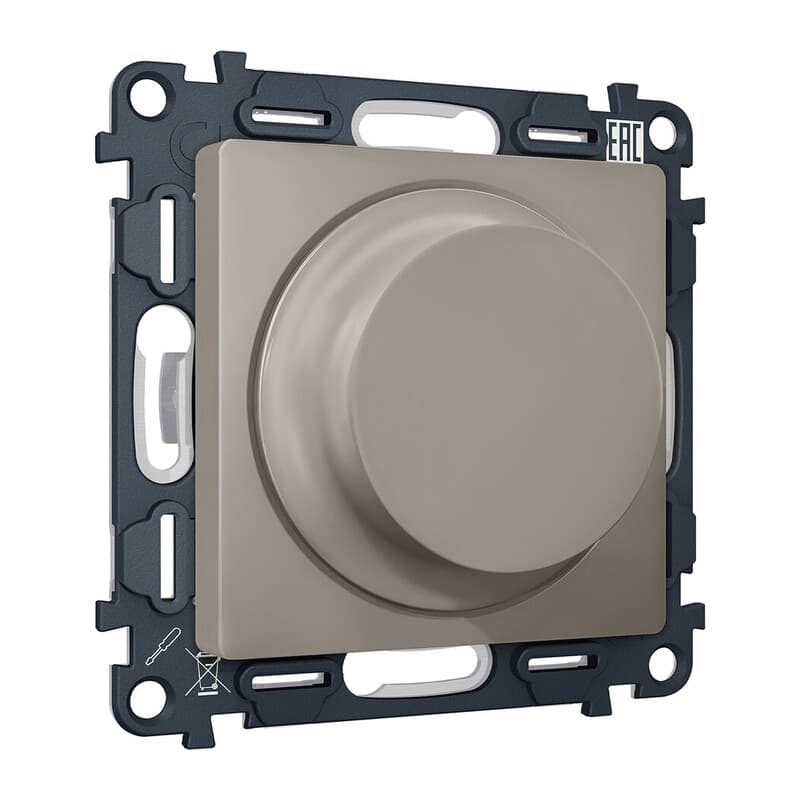 Комплект механизма светорегулятора универсального ALFA Серо-бежевый матовый 25-600W/LED 5-300W QUANT (AP3655, VM136)