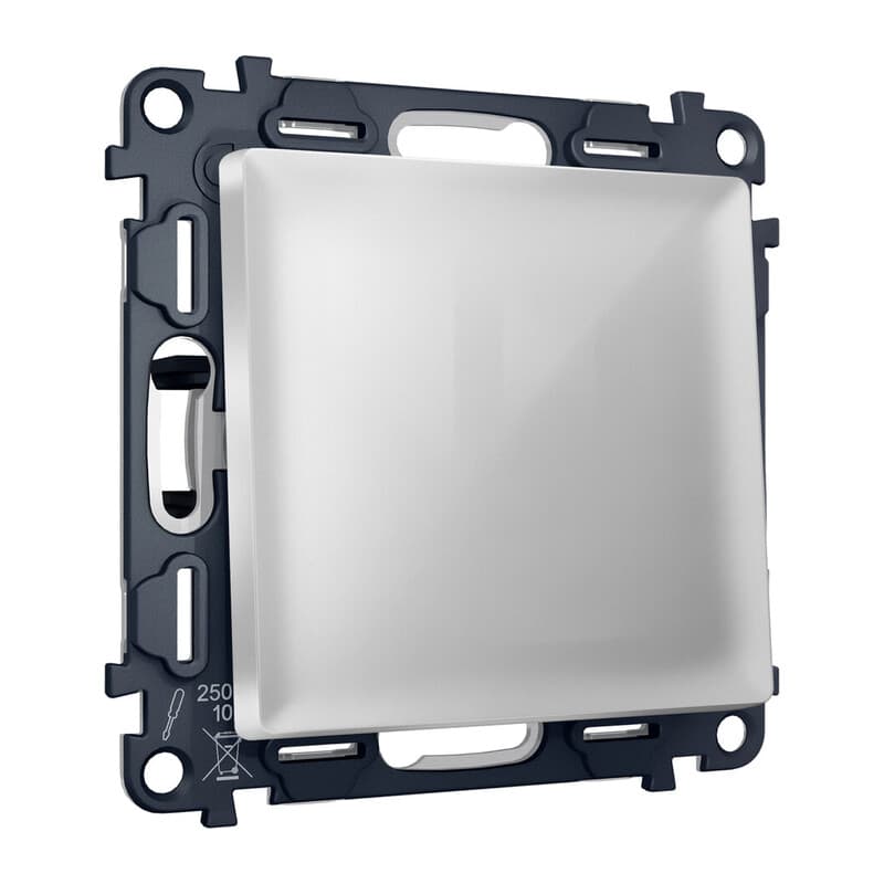 Комплект механизма 1-кл выключателя с самовозвратом ALFA Серебро глянец QUANT (AP4010, VM113)