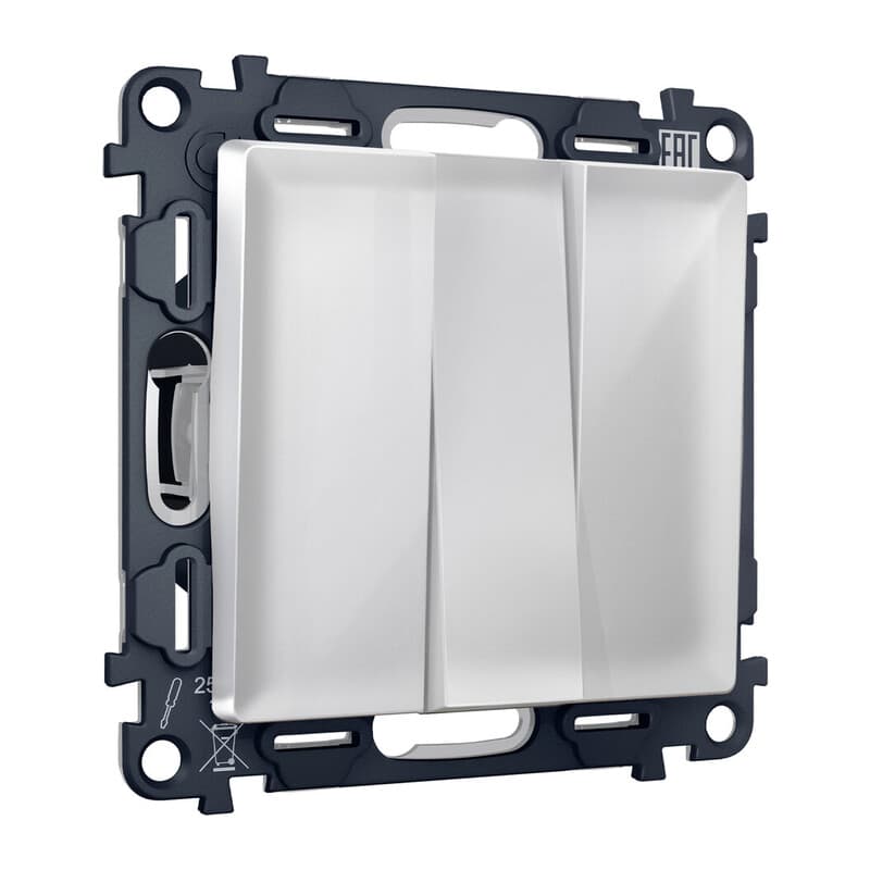 Комплект механизма 3-кл выключателя ALFA Серебро глянец QUANT (AP4050, VM133)