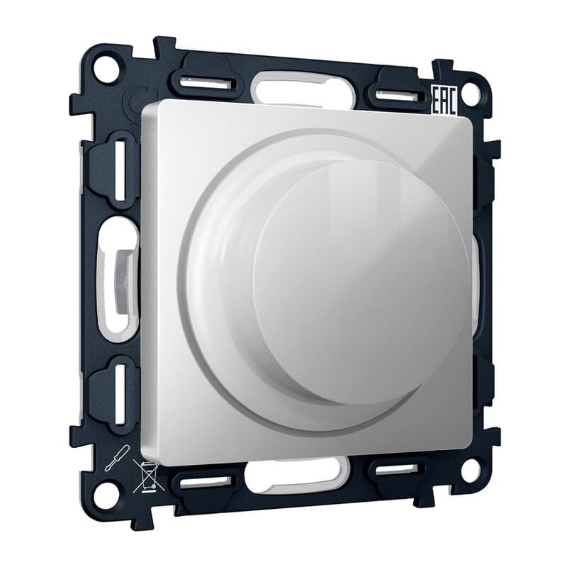 Комплект механизма светорегулятора универсального ALFA Серебро глянец 25-600W/LED 5-300W QUANT (AP4055, VM136)