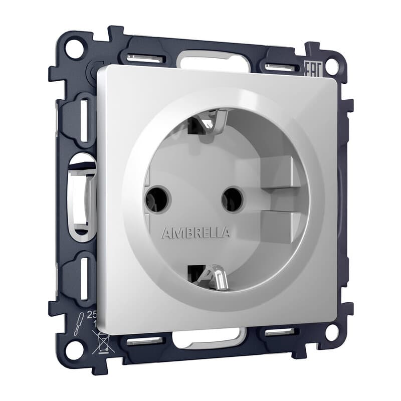Комплект механизма электрической розетки ALFA Серебро глянец с/з на винтовых зажимах QUANT (AP4060, VM141)