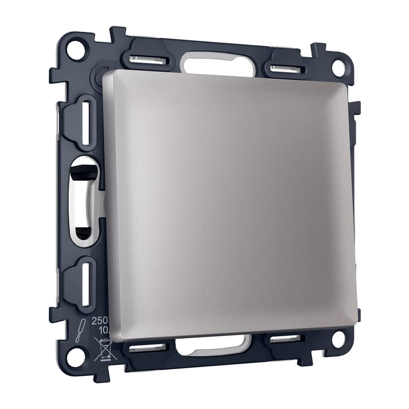 Комплект механизма 1-кл проходного выключателя ALFA Сталь матовый QUANT (AP5010, VM105)